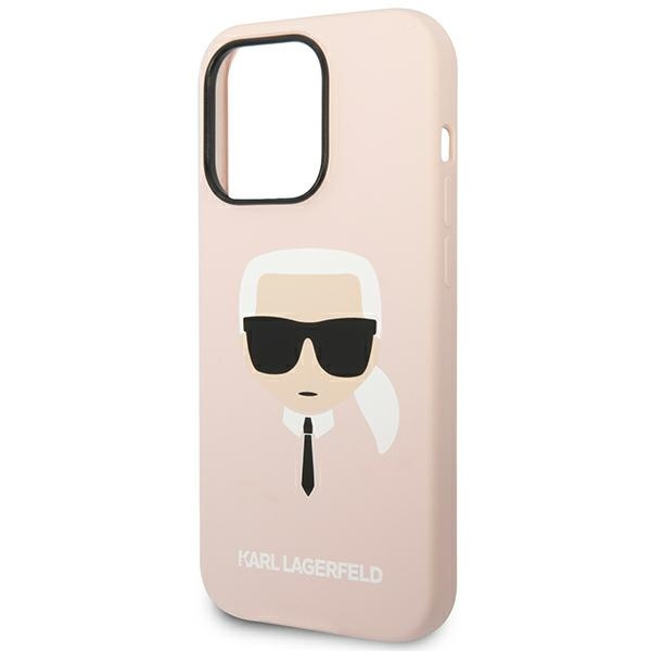 Case KARL LAGERFELD Apple iPhone 14 Pro Max Silicone Karl`s Head Pink Hardcase